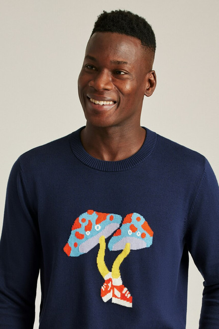 Walking Mushroom Sweater 11508-navy walking mushrooms