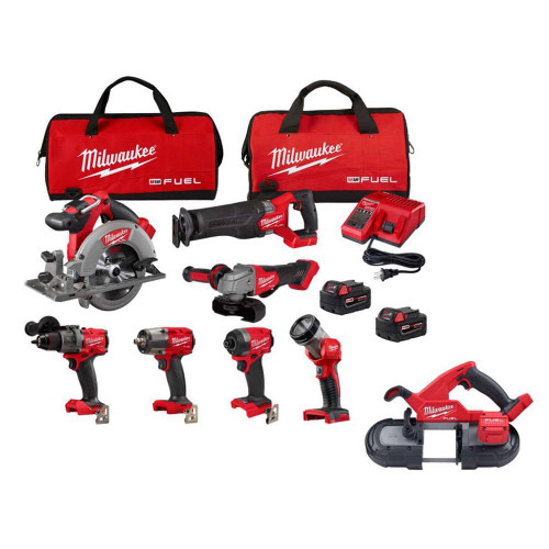 M18 FUEL 18V Lithium-Ion Brushless Cordless Combo Kit with (2) 5.0 Ah Batteries (7-Tool) & Compact Bandsaw 326686194