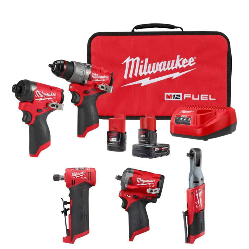 M12 FUEL 12-Volt Lithium-Ion Brushless Cordless Combo Kit (5-Tool) with 2 Batteries and Bag 321639371