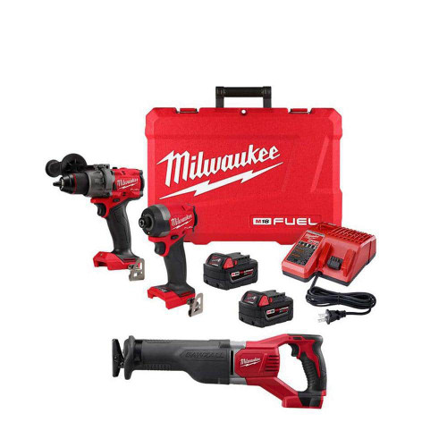 M18 FUEL 18-V Lithium-Ion Brushless Cordless Hammer Drill and Impact Driver Combo Kit (2-Tool) with Reciprocating Saw 321633194