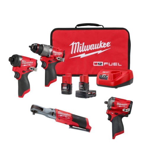 M12 FUEL 12-Volt Lithium-Ion Brushless Cordless Combo Kit (4-Tool) with 2 Batteries and Bag 321639369