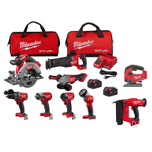 M18 FUEL 18V Lithium-Ion Brushless Cordless Combo Kit with 18-Gauge Brad Nailer & Jig Saw (9-Tool) 326686199