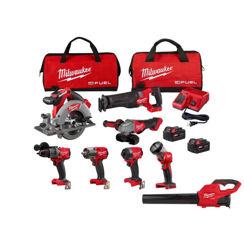 M18 FUEL 18V Lithium-Ion Brushless Cordless Combo Kit with (2) 5.0 Ah Batteries (7-Tool) & Cordless Blower 326686190