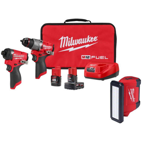 M12 FUEL 12-Volt Lithium-Ion Brushless Cordless Hammer Drill and Impact Driver Combo Kit w/M12 ROVER Service Light 325666569
