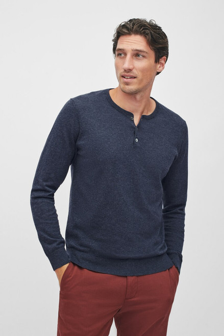 Lightweight Cotton Sweater Henley SWTER0228-navy