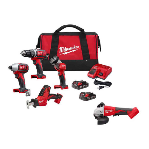 M18 18V Lithium-Ion Cordless Combo Kit 4-Tool with Two 2.0 Ah Batteries, Charger and Tool Bag W/Brushless Grinder 329203236