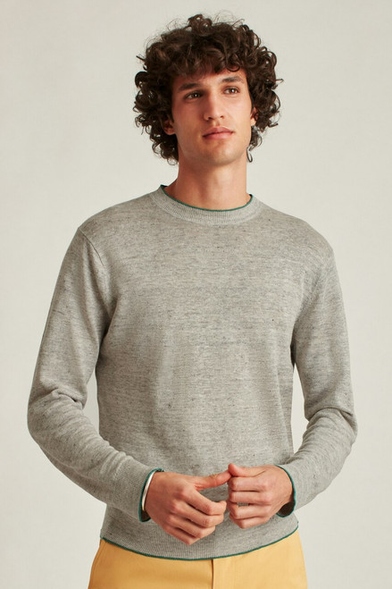 Linen Crew Neck Sweater SWTER0429-heather grey
