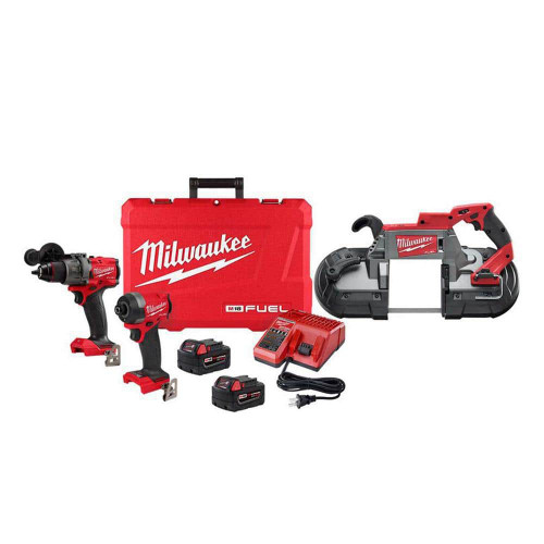 M18 FUEL 18-V Lithium-Ion Brushless Cordless Hammer Drill and Impact Driver Combo Kit (2-Tool) with Deep Cut Band Saw 321633182