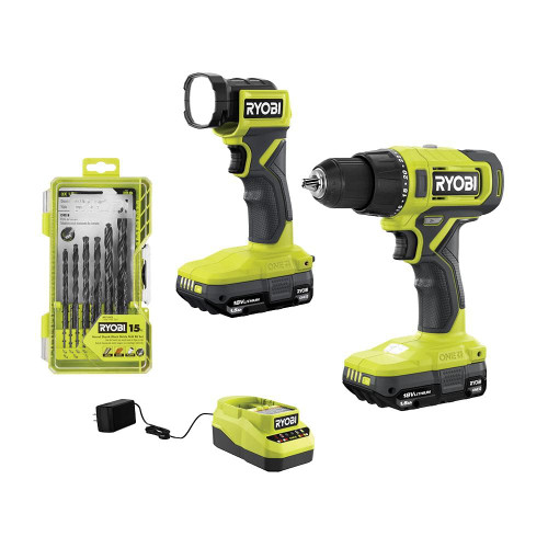 ONE+ 18V Cordless 2-Tool Combo Kit w/ Drill/Driver, LED Light, (2) 1.5 Ah Batteries, Charger, and Bit Set (15-Piece) 324417105