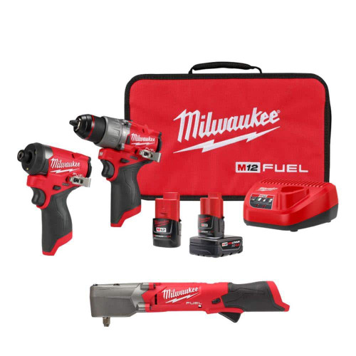 M12 FUEL 12-Volt Li-Ion Brushless Cordless Hammer Drill/Impact Combo Kit (2-Tool) with Right Angle Impact Wrench 321639483