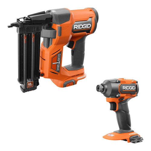 18V Brushless Cordless 18-Gauge 2-1/8 in. Brad Nailer with Brushless Cordless 3-Speed 1/4 in. Impact Driver (Tools Only) 316786357