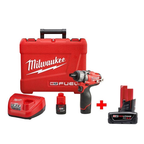 M12 FUEL 12V Cordless 1/4 in. Hex 2-Speed Screwdriver Kit with M12 6.0 Ah Battery Pack 301560617