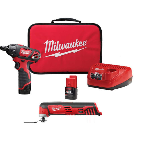 M12 12V Lithium-Ion Cordless 1/4 in. Hex Screwdriver Kit with M12 Lithium-Ion Cordless Multi-Tool (Tool Only) 205609603