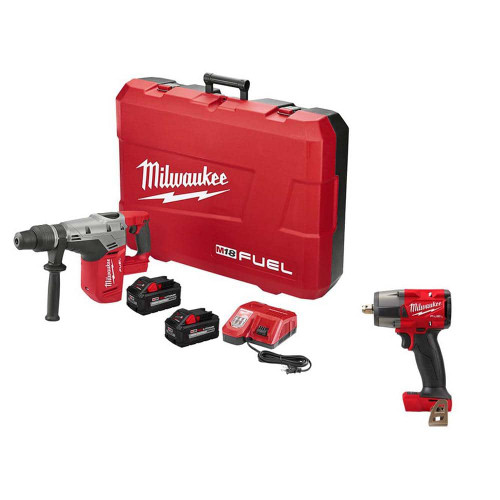 M18 FUEL 18V Lithium-Ion Brushless Cordless 1-9/16 in. SDS-Max Rotary Hammer Kit with M18 FUEL Mid-Torque Impact Wrench 329195748
