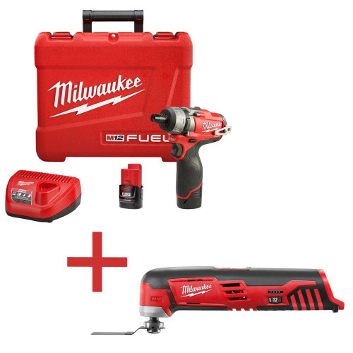 M12 12V Lithium-Ion Cordless 1/4 in. Hex 2-Speed Screwdriver Kit with M12 Multi Tool (Tool Only) 205044480