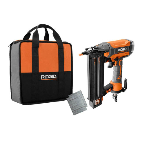 Pneumatic 18-Gauge 2-1/8 in. Brad Nailer with CLEAN DRIVE Technology, Tool Bag, and Sample Nails 304530407