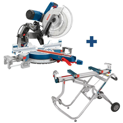 15 Amp 12 in. Corded Dual-Bevel Sliding Glide Miter Saw Combo Kit with Bonus Gravity Rise Wheeled Miter Saw Stand 207015272