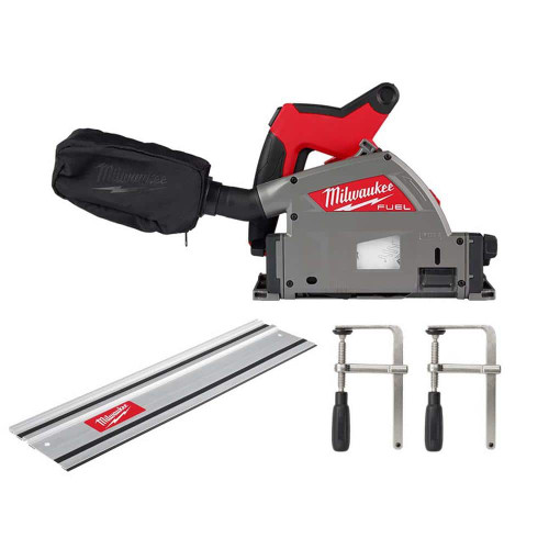 M18 FUEL 18V Li-Ion Cordless Brushless 6-1/2 in. Plunge Cut Track Saw with 31 in. Track Saw Guide Rail and Track Clamps 329200146