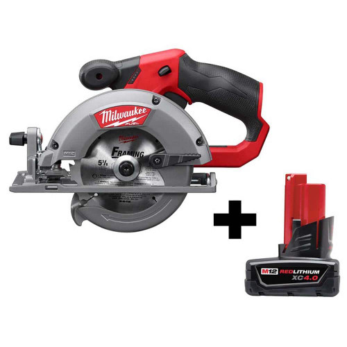 M12 FUEL 12V Lithium-Ion Brushless 5-3/8 in. Cordless Circular Saw with 4.0 Ah M12 Battery 312175976