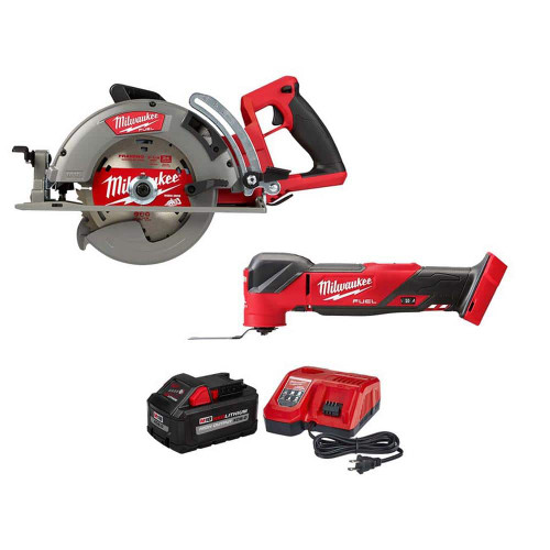 M18 FUEL 18-Volt Lithium-Ion Cordless 7-1/4 in. Rear Handle Circular Saw with Oscillating Multi-Tool & 8.0Ah Starter Kit 329196188