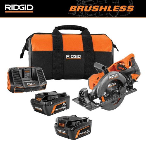 18V Brushless Cordless 7-1/4 in. Rear Handle Circular Saw Kit w/ (2) 4.0 Ah MAX Output Battery, Charger, Bag 324637489