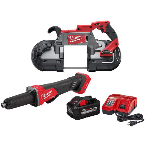 M18 FUEL 18V Lithium-Ion Brushless Cordless Deep Cut Band Saw W/M18 FUEL Variable Speed Die Grinder & 8.0Ah Starter Kit 329195322