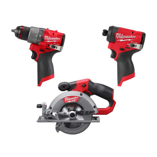M12 FUEL 12V Lithium-Ion Brushless Cordless 5-3/8 in. Circular Saw, 1/2 in. Hammer Drill & 1/4 in. Hex Impact Driver 323507127