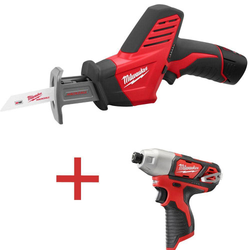 M12 12V Lithium-Ion Cordless Hackzall Reciprocating Saw Kit with M12 1/4 in. Hex Impact Driver 204463348