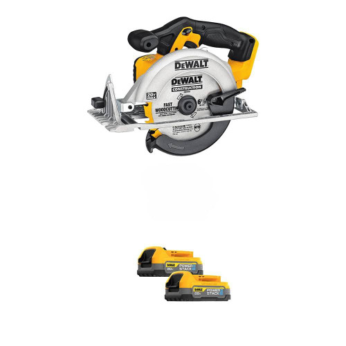 20V MAX Lithium-Ion Cordless 6.5 in. Sidewinder Style Circular Saw with (2) 1.7 Ah 20V MAX POWERSTACK Compact Batteries 330288512