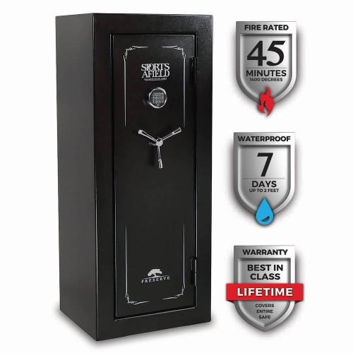 Preserve 24-Gun Fire and Waterproof Gun Safe with Electronic Lock, Black Textured Gloss 305414233