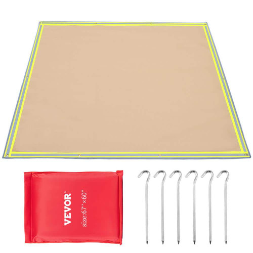 Emergency Fire Pit Mat 67 in. x 60 in. Welding Blanket 1022°F Fiberglass with 10 Steel Grommets for BBQ Oven Stove 321984200