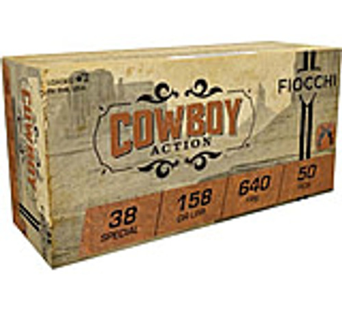 Fiocchi Cowboy Action 38 Special 158 Grain Lead Round Nose Flat Point Brass Pistol Ammunition 4460