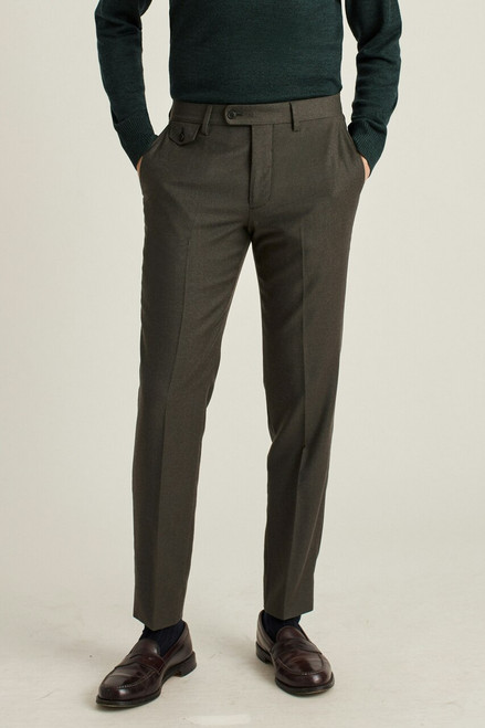 Italian Stretch Wool Flannel Suit Pants SUITG00193-heather olive