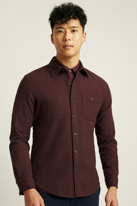 Fireside Flannel Shirt 33016-burgundy twill dobby