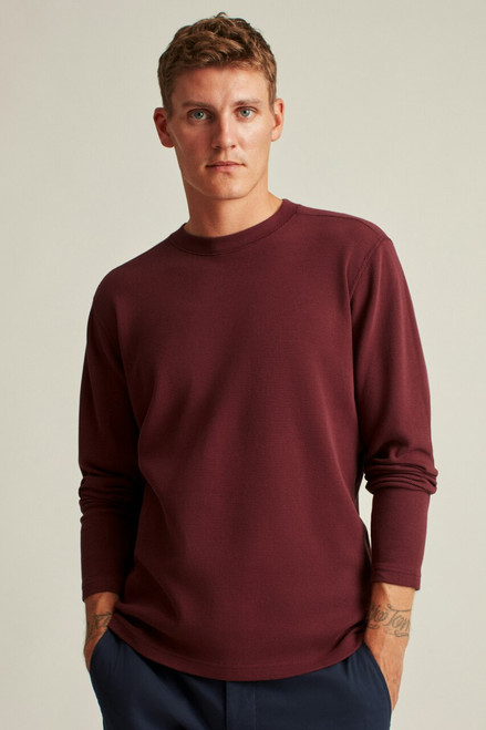 Waffle Crew Neck 3381-cherry red