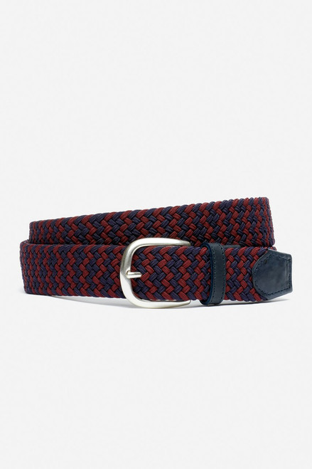 The Clubhouse Stretch Belt BGOLF00015-navy with burgundy