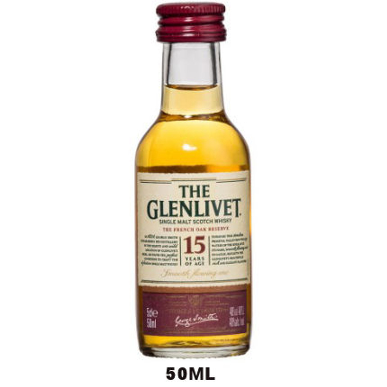 50ml Mini The Glenlivet 15 Year Old French Oak Speyside Single Malt Scotch