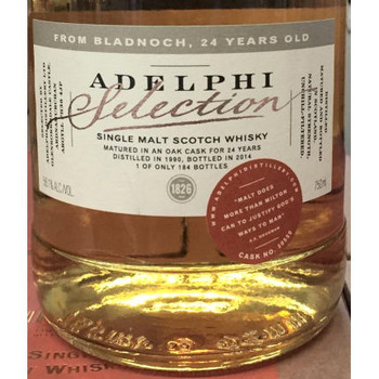Adelphi Selection Bladnoch 24 Year Old 1990 Single Cask Malt Scotch 750ml Adelphi Selection Bladnoch 24 Year Old 1990 Single Cask Malt Scotch 750ml