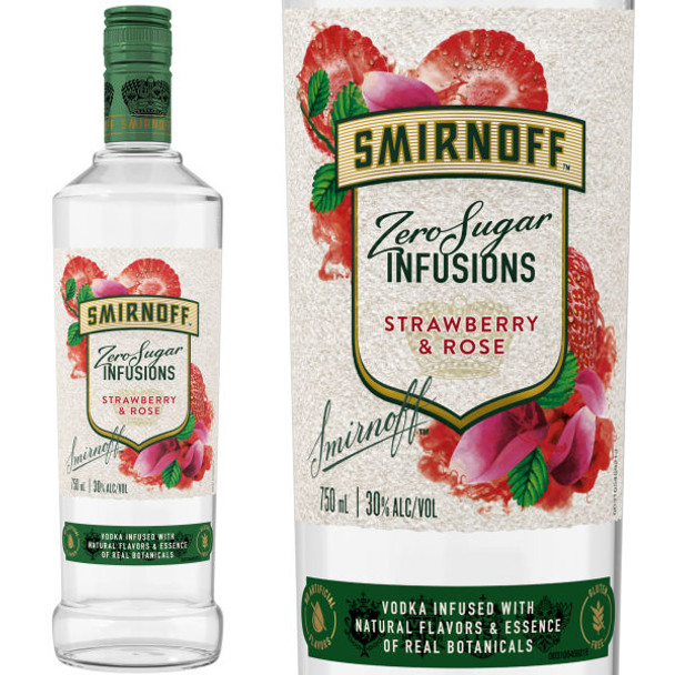 Smirnoff Infusions Zero Sugar Strawberry & Rose Vodka 750ml