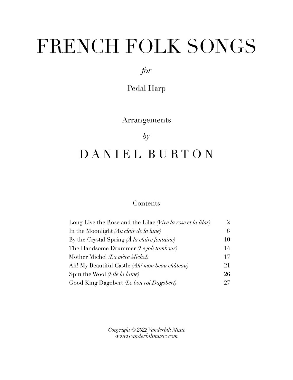 Burton French Folk Songs for Pedal Harp