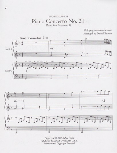 Mozart/Burton: Theme from Piano Concerto No. 21, mvt. 2 (2 harps