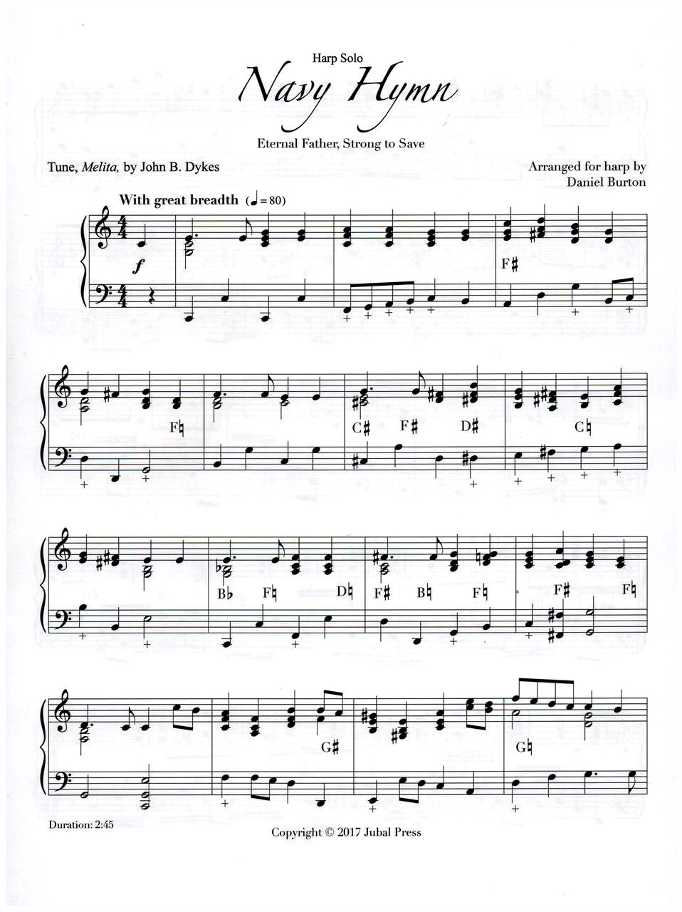 Burton: Navy Hymn (Solo Harp) - Vanderbilt Music Company