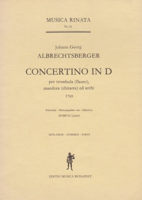 Albrechtsberger: Concertino in D for Flute (FLUTE PART ONLY) Albrechtsberger: Concertino in D for Flute (FLUTE PART ONLY)