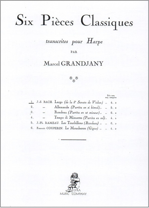 Bach, J.S./Grandjany: Six Pieces Classiques Largo (de la 5th Sonate de Violin)