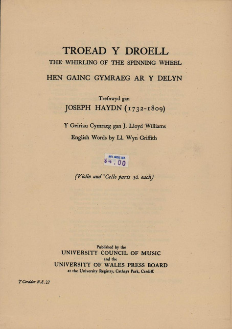 Haydn/Williams: Troead Y Froell 'The Whirling of the Spinning Wheel' (Mini-SCORE) Haydn/Williams: Troead Y Froell 'The Whirling of the Spinning Wheel' (Mini-SCORE)