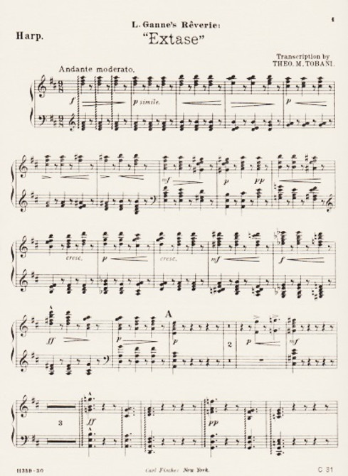 Ganne: Reverie, Extase (Harp Part)