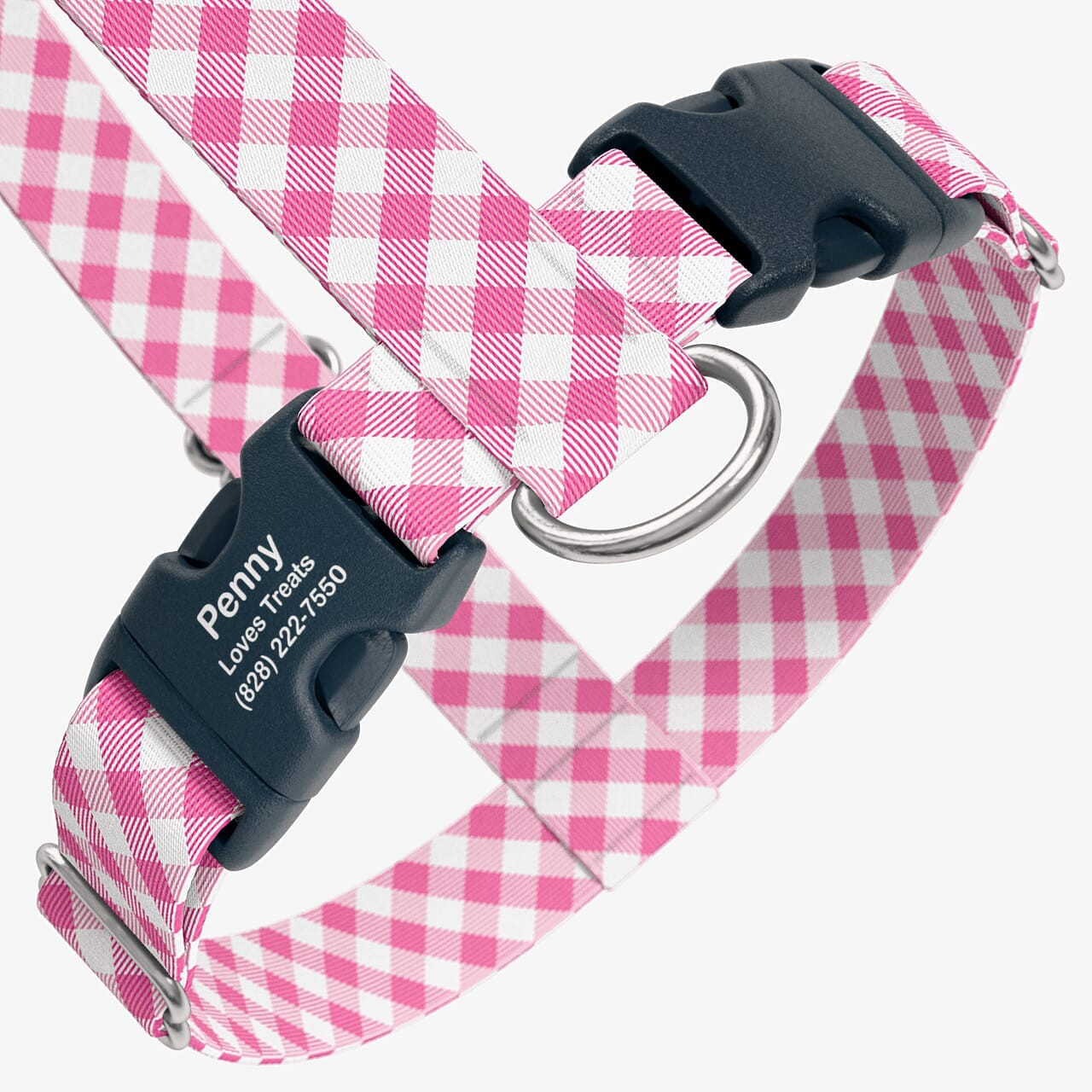 Pink Tartan Pink Reflective Dog Harness Barbour Reflective Pink