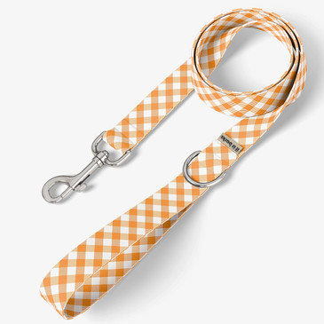 Orange Gingham Dog Leash