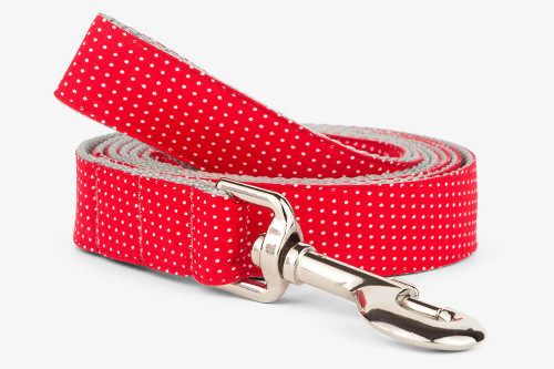 Red Pin Dots Fabric Dog Leash