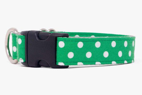 Green Clover Dots Fabric Dog Collar